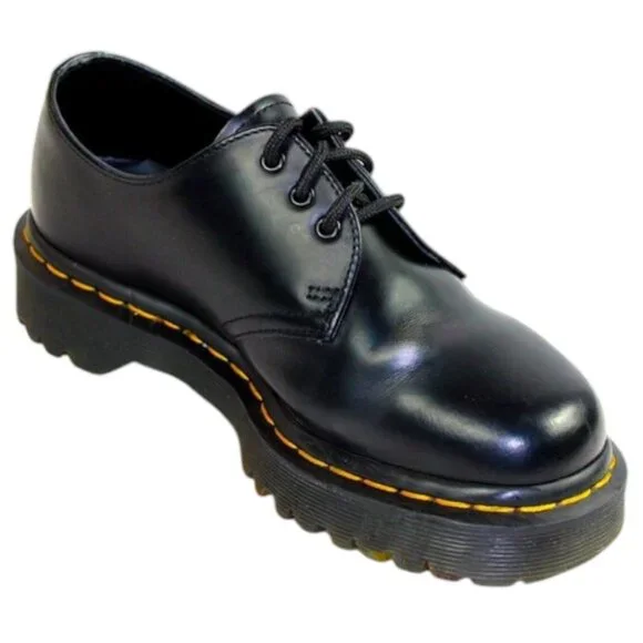 Dr. Martens Bex Low Quarter Oxford Platform Shoes Black Leather Size 6 - Picture 3 of 11